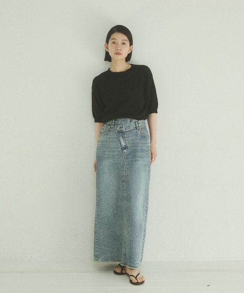 hunch（ハンチ）の「【WEB限定/別注】半袖 サマーニット（ニット/セーター・レディース・ブラック/クリーム/ダークベージュ/ライトグリーン・FREE）」の21枚目の写真