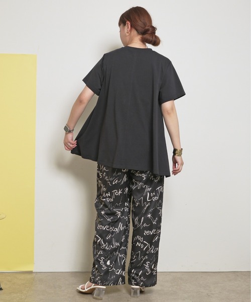 シルケット天竺素材 フレアシルエット テープデザイン Tシャツ