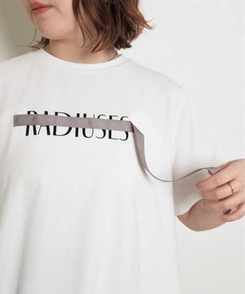 tシャツ シルケット天竺素材 フレアシルエット テープデザイン Tシャツ レディース シルケット天竺素材 フレアシルエット テープデザイン Tシャツ
