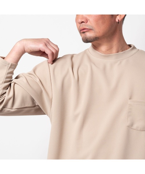 BAYBLO(ベイブロ)の「(SA) ジャガード レイヤード 無地 長袖 Tシャツ(Tシャツ/カットソー・メンズ・ブラック/チャコールグレー/グレー/ホワイト/ベージュ・M/L/LL)」の1枚目の写真