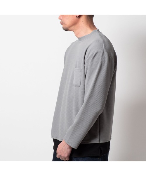 BAYBLO(ベイブロ)の「(SA) ジャガード レイヤード 無地 長袖 Tシャツ(Tシャツ/カットソー・メンズ・ブラック/チャコールグレー/グレー/ホワイト/ベージュ・M/L/LL)」の22枚目の写真