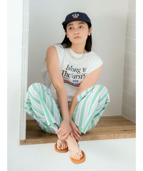 Ungrid(アングリッド)の「ウエストタックストライプパンツ(その他パンツ・レディース・グリーン/ブルー・FREE)」の11枚目の写真