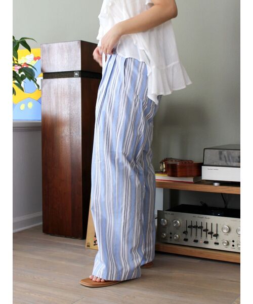 Ungrid(アングリッド)の「ウエストタックストライプパンツ(その他パンツ・レディース・グリーン/ブルー・FREE)」の14枚目の写真