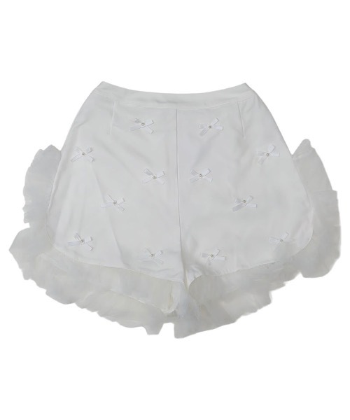 lilLilly（リルリリー）の「airi×Starry リボンたっぷりフリルショートパンツ（その他パンツ・レディース・ホワイト/ブラック・FREE）」の5枚目の写真