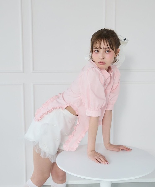 lilLilly（リルリリー）の「airi×Starry リボンたっぷりフリルショートパンツ（その他パンツ・レディース・ホワイト/ブラック・FREE）」の17枚目の写真