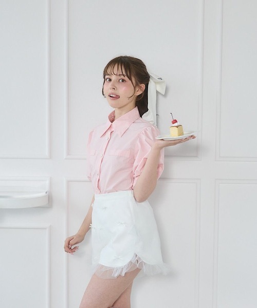 lilLilly（リルリリー）の「airi×Starry リボンたっぷりフリルショートパンツ（その他パンツ・レディース・ホワイト/ブラック・FREE）」の18枚目の写真