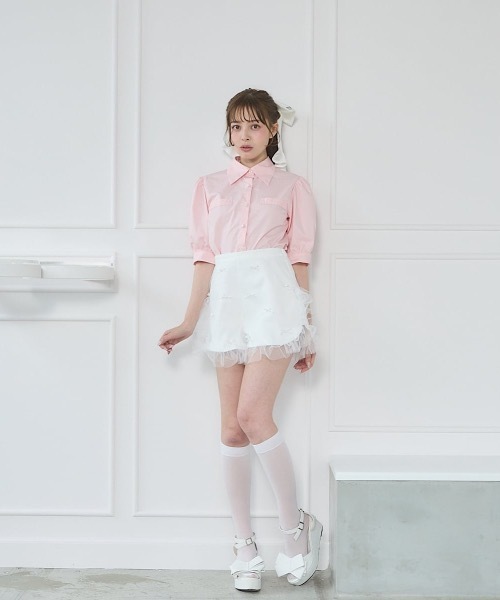 lilLilly（リルリリー）の「airi×Starry リボンたっぷりフリルショートパンツ（その他パンツ・レディース・ホワイト/ブラック・FREE）」の9枚目の写真