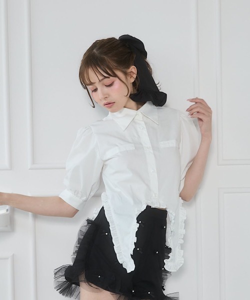 lilLilly（リルリリー）の「airi×Starry リボンたっぷりフリルショートパンツ（その他パンツ・レディース・ホワイト/ブラック・FREE）」の10枚目の写真