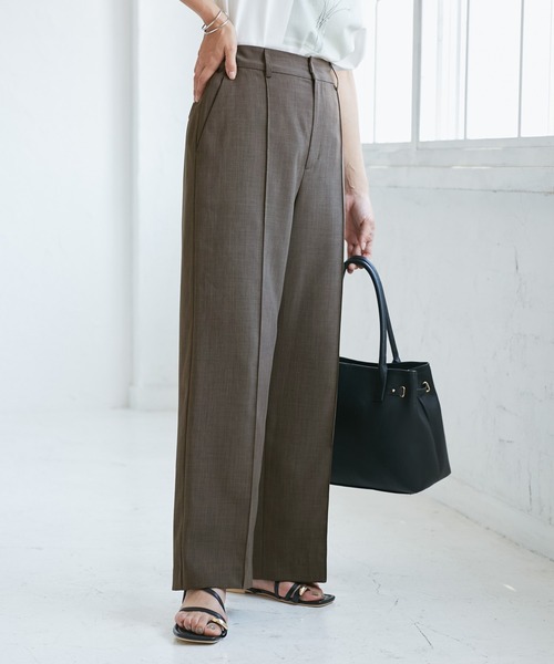 ROPE' PICNIC（ロペピクニック）の「【UVカット・速乾】【リネンライク・シリーズ】ピンタックワイドスラックスパンツ/セットアップ対応（その他パンツ・レディース・グレー系その他/ダークブラウン/ネイビー/ベージュ/チャコールグレー・36/40/38）」の4枚目の写真