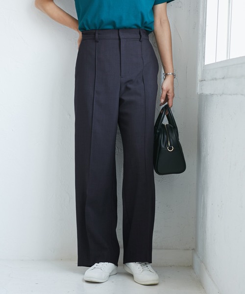 ROPE' PICNIC（ロペピクニック）の「【UVカット・速乾】【リネンライク・シリーズ】ピンタックワイドスラックスパンツ/セットアップ対応（その他パンツ・レディース・グレー系その他/ダークブラウン/ネイビー/ベージュ/チャコールグレー・36/40/38）」の5枚目の写真