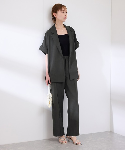 ROPE' PICNIC（ロペピクニック）の「【UVカット・速乾】【リネンライク・シリーズ】ピンタックワイドスラックスパンツ/セットアップ対応（その他パンツ・レディース・グレー系その他/ダークブラウン/ネイビー/ベージュ/チャコールグレー・36/40/38）」の6枚目の写真