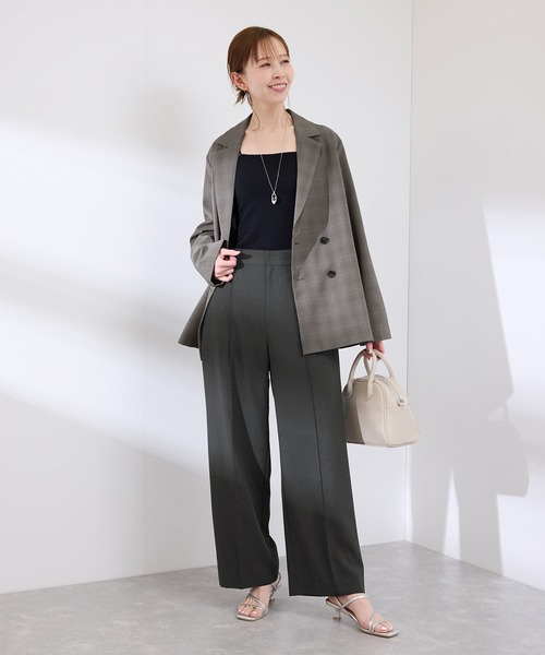 ROPE' PICNIC（ロペピクニック）の「【UVカット・速乾】【リネンライク・シリーズ】ピンタックワイドスラックスパンツ/セットアップ対応（その他パンツ・レディース・グレー系その他/ダークブラウン/ネイビー/ベージュ/チャコールグレー・36/40/38）」の9枚目の写真