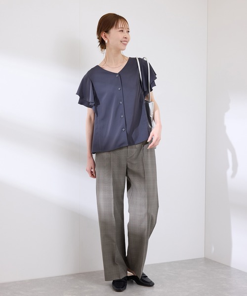 ROPE' PICNIC（ロペピクニック）の「【UVカット・速乾】【リネンライク・シリーズ】ピンタックワイドスラックスパンツ/セットアップ対応（その他パンツ・レディース・グレー系その他/ダークブラウン/ネイビー/ベージュ/チャコールグレー・36/40/38）」の13枚目の写真