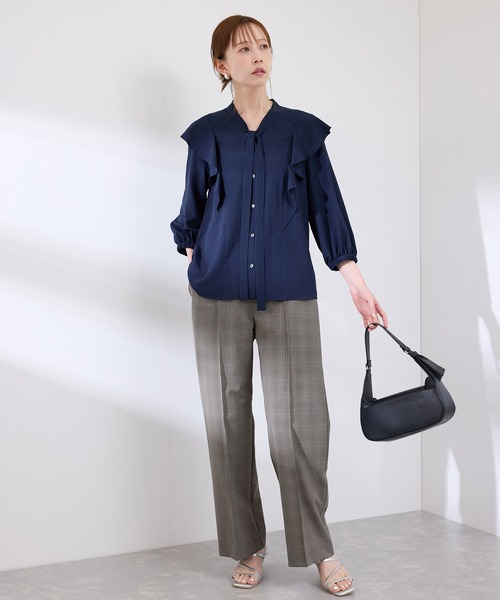 ROPE' PICNIC（ロペピクニック）の「【UVカット・速乾】【リネンライク・シリーズ】ピンタックワイドスラックスパンツ/セットアップ対応（その他パンツ・レディース・グレー系その他/ダークブラウン/ネイビー/ベージュ/チャコールグレー・36/40/38）」の14枚目の写真