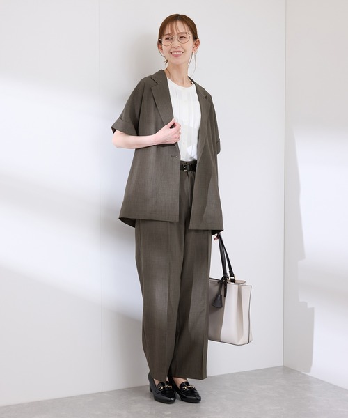 ROPE' PICNIC（ロペピクニック）の「【UVカット・速乾】【リネンライク・シリーズ】ピンタックワイドスラックスパンツ/セットアップ対応（その他パンツ・レディース・グレー系その他/ダークブラウン/ネイビー/ベージュ/チャコールグレー・36/40/38）」の15枚目の写真