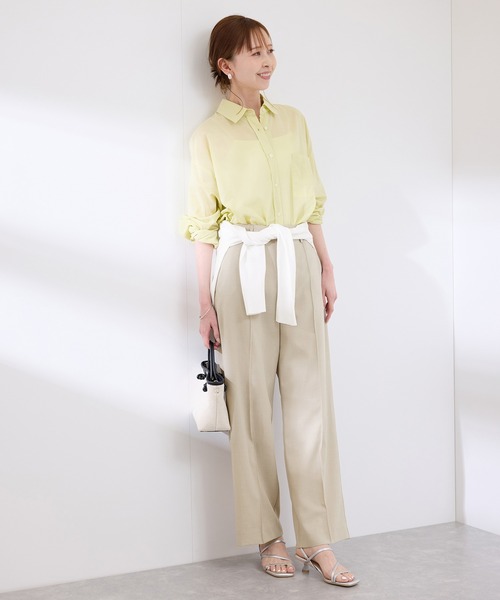 ROPE' PICNIC（ロペピクニック）の「【UVカット・速乾】【リネンライク・シリーズ】ピンタックワイドスラックスパンツ/セットアップ対応（その他パンツ・レディース・グレー系その他/ダークブラウン/ネイビー/ベージュ/チャコールグレー・36/40/38）」の21枚目の写真