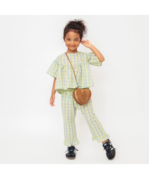 BREEZE（ブリーズ）の「【リンク/ジュニア対応】フリルチェックチュニック（チュニック・キッズ・ブラック/ピンク/イエロー・80/90/100/110/120/130/140）」の6枚目の写真