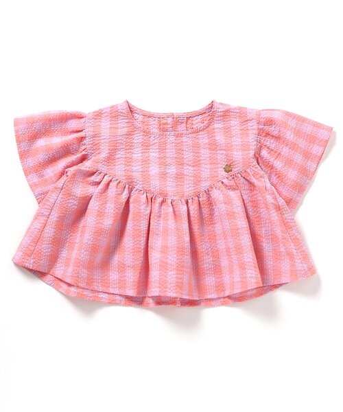 BREEZE（ブリーズ）の「【リンク/ジュニア対応】フリルチェックチュニック（チュニック・キッズ・ブラック/ピンク/イエロー・80/90/100/110/120/130/140）」の8枚目の写真