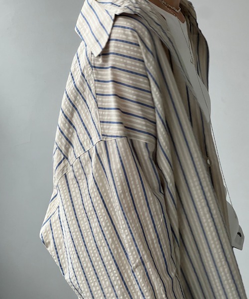 chuclla（チュクラ）の「エアリーシアサッカー ストライプシャツ chw25s050（シャツ/ブラウス・レディース・ライトブルー/オフホワイト・FREE）」の16枚目の写真