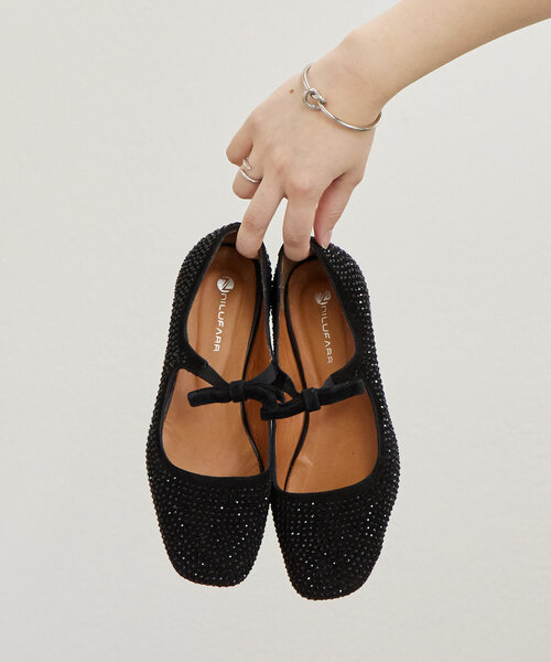 mystic（ミスティック）の「NILFARR　スタッズリボンバレエシューズ（バレエシューズ・レディース・ブラック・38/37/36）」の2枚目の写真