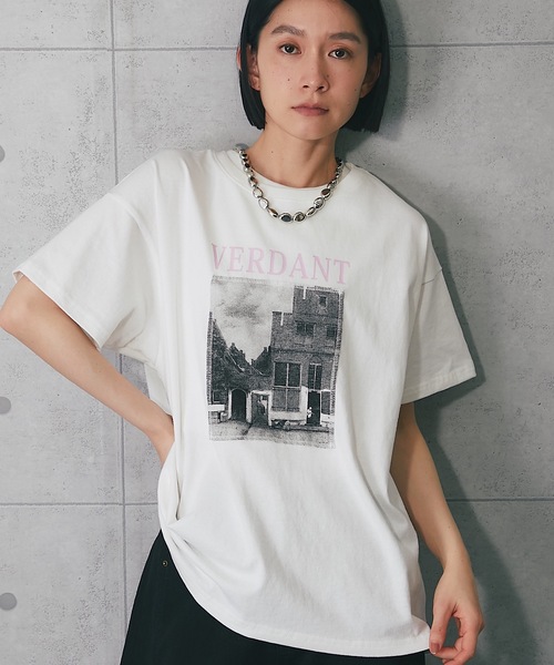 ANOTHER S(アナザーエス)の「綿天竺フォトプリントTシャツ(Tシャツ/カットソー・レディース・ホワイト×ブルー/ホワイト×ピンク/グレー/ブラック・FREE)」の9枚目の写真