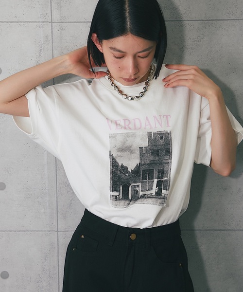 ANOTHER S(アナザーエス)の「綿天竺フォトプリントTシャツ(Tシャツ/カットソー・レディース・ホワイト×ブルー/ホワイト×ピンク/グレー/ブラック・FREE)」の13枚目の写真