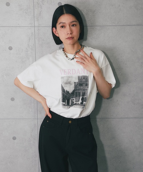 ANOTHER S(アナザーエス)の「綿天竺フォトプリントTシャツ(Tシャツ/カットソー・レディース・ホワイト×ブルー/ホワイト×ピンク/グレー/ブラック・FREE)」の7枚目の写真
