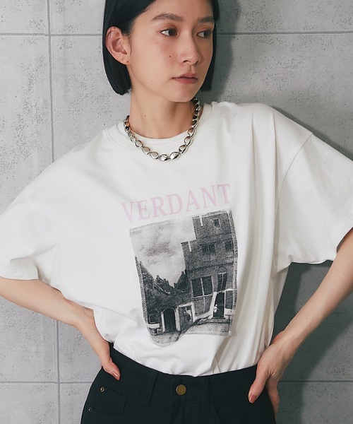 ANOTHER S(アナザーエス)の「綿天竺フォトプリントTシャツ(Tシャツ/カットソー・レディース・ホワイト×ブルー/ホワイト×ピンク/グレー/ブラック・FREE)」の5枚目の写真
