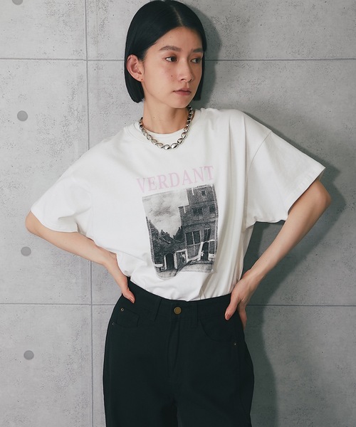 ANOTHER S(アナザーエス)の「綿天竺フォトプリントTシャツ(Tシャツ/カットソー・レディース・ホワイト×ブルー/ホワイト×ピンク/グレー/ブラック・FREE)」の15枚目の写真