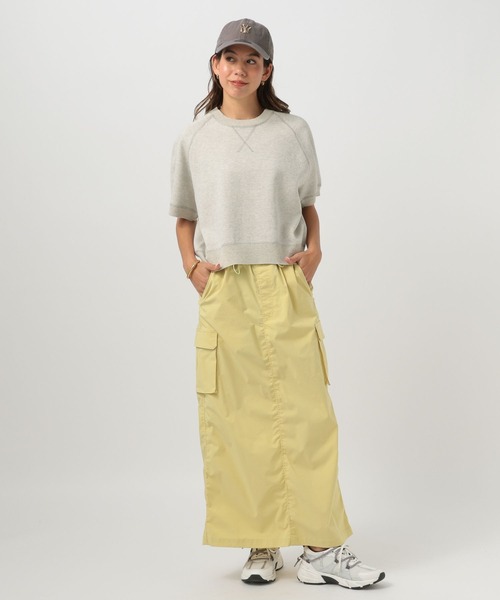 BAYFLOW（ベイフロー）の「[カジュアルになりすぎない]スウェットライクショートスリーブニット（スウェット・レディース・グリーン/オフホワイト/グレー・FREE）」の8枚目の写真