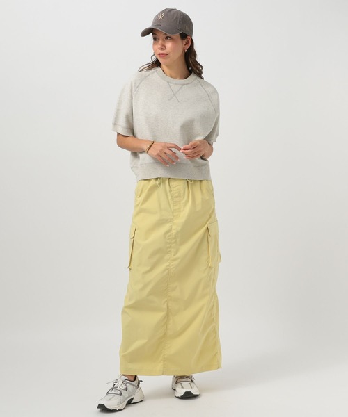 BAYFLOW（ベイフロー）の「[カジュアルになりすぎない]スウェットライクショートスリーブニット（スウェット・レディース・グリーン/オフホワイト/グレー・FREE）」の7枚目の写真