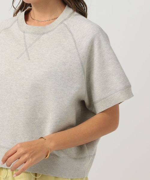 BAYFLOW（ベイフロー）の「[カジュアルになりすぎない]スウェットライクショートスリーブニット（スウェット・レディース・グリーン/オフホワイト/グレー・FREE）」の19枚目の写真