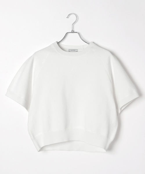 BAYFLOW（ベイフロー）の「[カジュアルになりすぎない]スウェットライクショートスリーブニット（スウェット・レディース・グリーン/オフホワイト/グレー・FREE）」の16枚目の写真