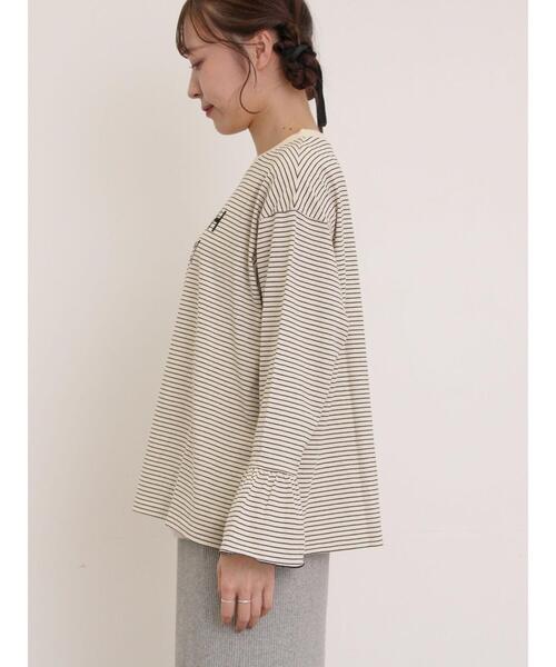 Samansa Mos2（サマンサ モスモス）の「袖口フリルメロウロゴプリントロンT（Tシャツ/カットソー・レディース・サックスブルー/オフホワイト/イエロー/キナリ・F）」の10枚目の写真