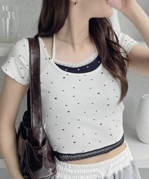 ホワイト 半袖 トップス ドットリボン Amazon | 【ホワイト／L】ボウタイブラウス シャツ ドット柄