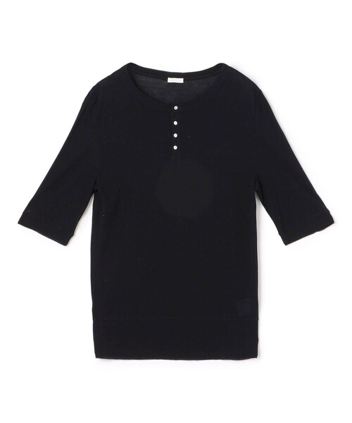 GALERIE VIE（ギャルリー ヴィー）の「ガーゼジャージー ヘンリーネックプルオーバー（Tシャツ/カットソー・レディース・ホワイト/ネイビー/ライトピンク・FREE）」の3枚目の写真
