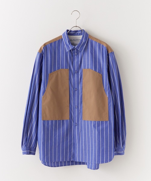 WHITE MOUNTAINEERING(ホワイトマウンテニアリング)の「White Mountaineering/ホワイトマウンテニアリング MID GUSSET SLEEVE STRIPE WORK SHIRT ストライプ ワークシャツ(シャツ/ブラウス・メンズ・ブルー・1/2/3)」の6枚目の写真