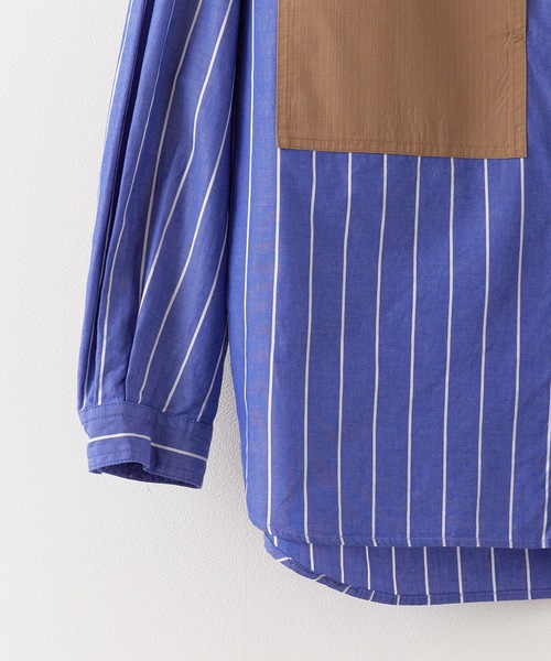 WHITE MOUNTAINEERING(ホワイトマウンテニアリング)の「White Mountaineering/ホワイトマウンテニアリング MID GUSSET SLEEVE STRIPE WORK SHIRT ストライプ ワークシャツ(シャツ/ブラウス・メンズ・ブルー・1/2/3)」の20枚目の写真