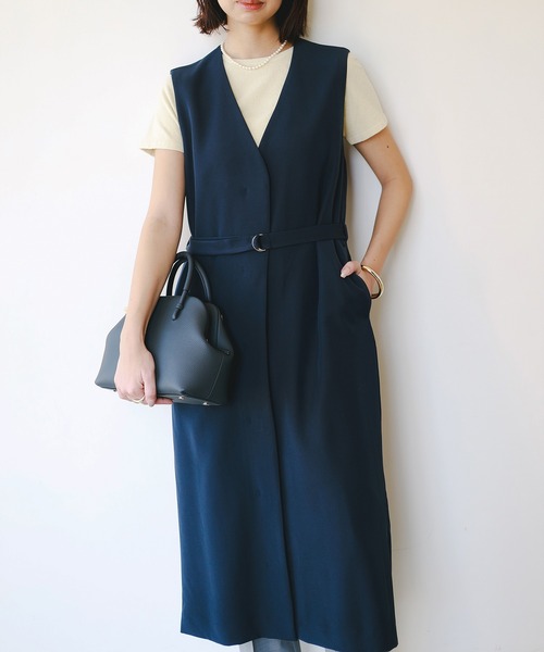 B:MING by BEAMS(ビーミングバイビームス)の「ジレ ワンピース (手洗い可)(ワンピース・レディース・ネイビー/ブラウン系その他・SMALL/MEDIUM)」の1枚目の写真