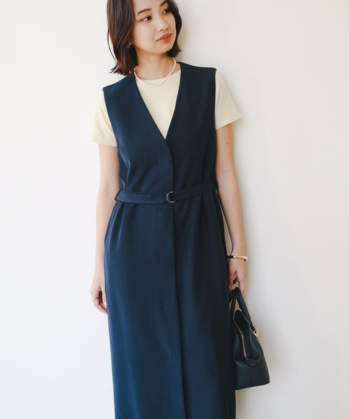 B:MING by BEAMS(ビーミングバイビームス)の「ジレ ワンピース (手洗い可)(ワンピース・レディース・ネイビー/ブラウン系その他・SMALL/MEDIUM)」の6枚目の写真