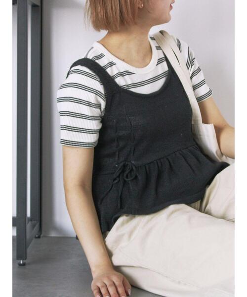 ehka sopo(エヘカソポ)の「リボンニットビスチェ(ベスト・レディース・キナリ/グレー/グリーン/ブラック・F)」の1枚目の写真