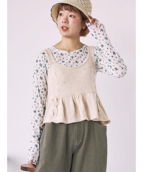 ehka sopo(エヘカソポ)の「リボンニットビスチェ(ベスト・レディース・キナリ/グレー/グリーン/ブラック・F)」の5枚目の写真