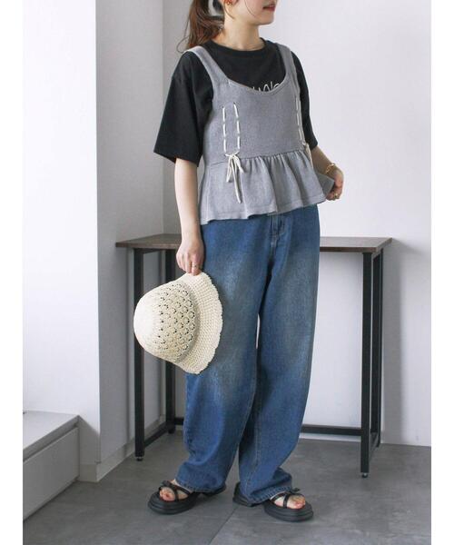 ehka sopo(エヘカソポ)の「リボンニットビスチェ(ベスト・レディース・キナリ/グレー/グリーン/ブラック・F)」の18枚目の写真