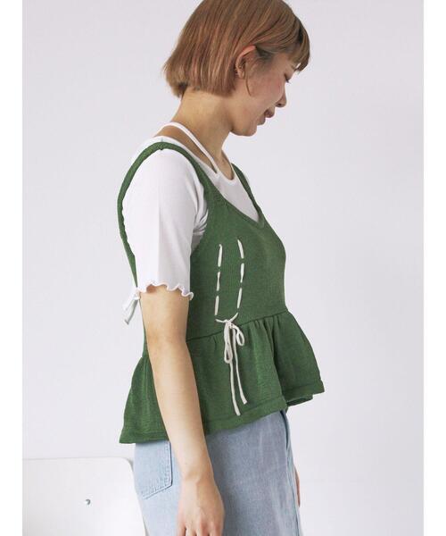 ehka sopo(エヘカソポ)の「リボンニットビスチェ(ベスト・レディース・キナリ/グレー/グリーン/ブラック・F)」の22枚目の写真