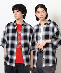 Purple&Yellow | オンブレーチェック半袖シャツ(シャツ/ブラウス)