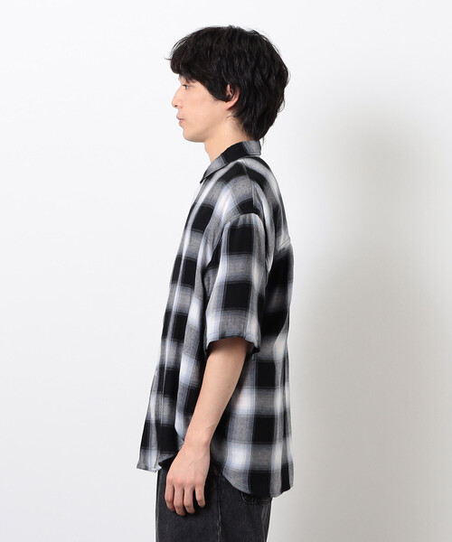 Purple&Yellow（パープルアンドイエロー）の「オンブレーチェック半袖シャツ（シャツ/ブラウス・メンズ・ブラック・SMALL/MEDIUM/LARGE）」の10枚目の写真