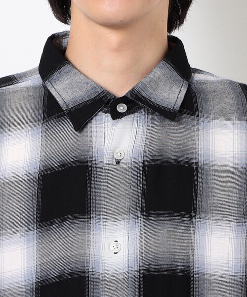 Purple&Yellow（パープルアンドイエロー）の「オンブレーチェック半袖シャツ（シャツ/ブラウス・メンズ・ブラック・SMALL/MEDIUM/LARGE）」の12枚目の写真