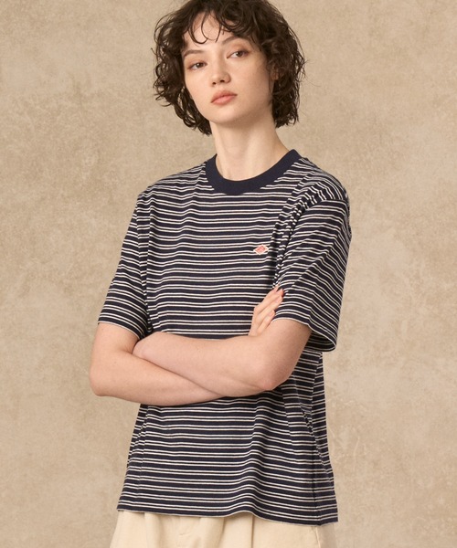 DANTON レディースカットソーSサイズ WOMEN'S COTTON JERSEY SHORT T-SHIRT STRIPE（Tシャツ