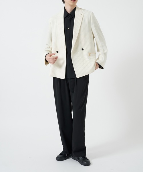 CULLNI(クルニ)の「【CULLNI】別注 DOUBLE ZIP JACKET(テーラードジャケット・メンズ・ホワイト/ネイビー・1/2)」の4枚目の写真