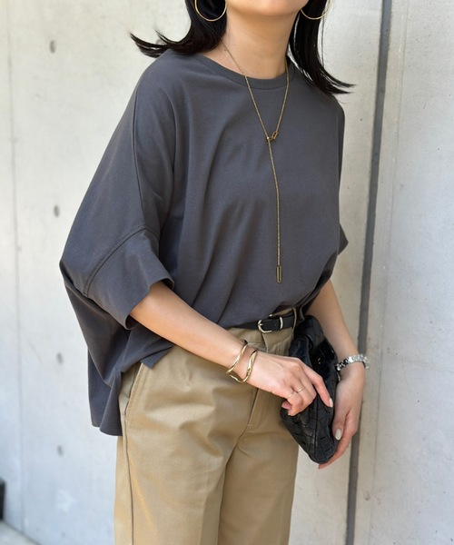 CIENA(シエナ)の「ダブルスリーブクルーネックドルマンプルオーバー(Tシャツ/カットソー・レディース・ホワイト/ブラック/チャコールグレー・FREE)」の16枚目の写真